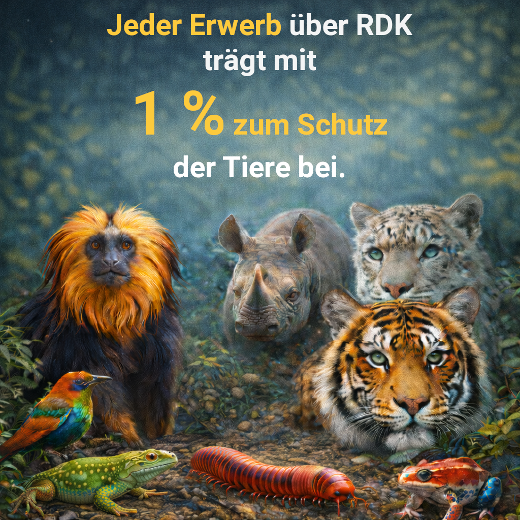 Jeder Erwerb über RDK trägt mit 1 % zum Schutz der Tiere bei.